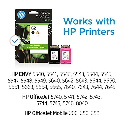 HP 62XL Black High-yield Ink | Works with HP ENVY 5540, 5640, 5660, 7640  Series, HP OfficeJet 5740, 8040 Series, HP OfficeJet Mobile 200, 250 Series  
