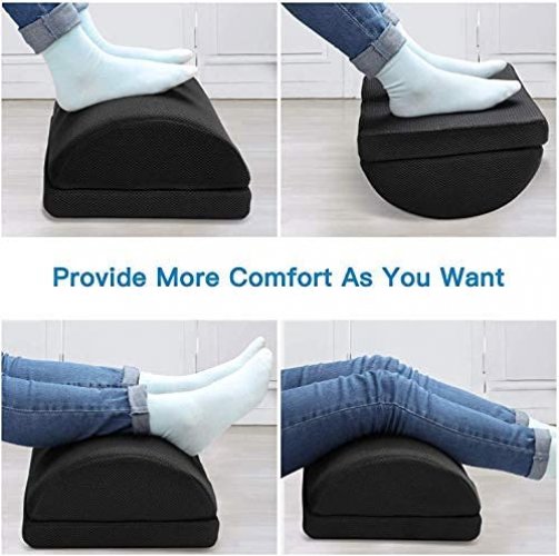 Foot Rest for Under Desk at Work, with 2 Optional Covers for Replacing,  Double Layer Adjustable Foot Stool for Office, Home, Airplane, Travel by