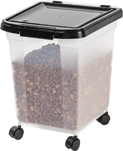 Iris USA 25Lbs/32.5Qt Airtight Pet Food Storage Container with Casters, Gray