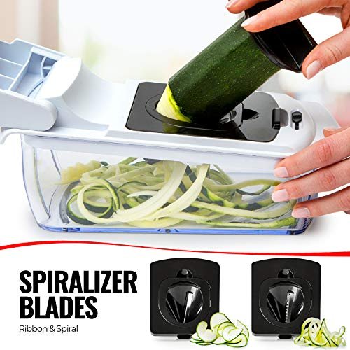 Fullstar Pro Food Black Slicer with 7 Blades - Vegetable Chopper,  Spiralizer & Onion Chopper in One