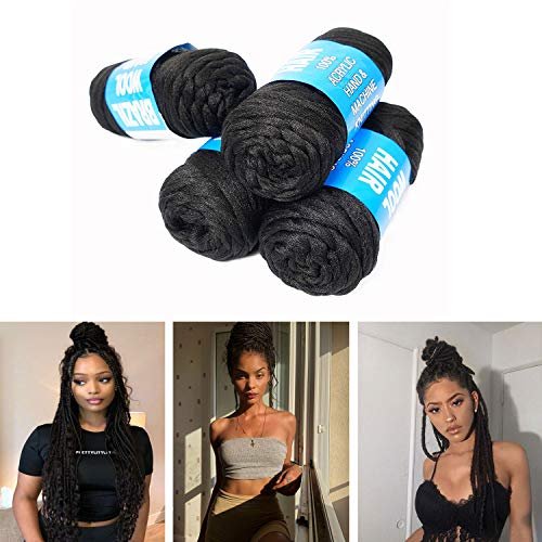 Authentic Brazilian Wool Hair Yarn for Braids (Black)