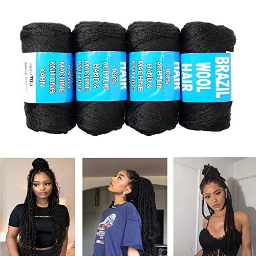 4 Packs Brazilian Wool Hair Yarn, Wool Yarn for Hair Jumbo Braiding&  Senegalese Twisting Wool Hair Attachment Knitting Hair Braids(Natural  Black) - Imported Products from USA - iBhejo