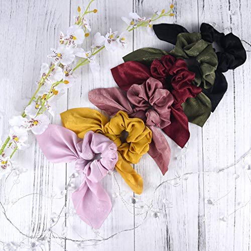 Aileam 6Pcs Hair Scrunchies Satin Silkrabbit Bunny Ear Bow Bowknot  Scrunchie Bobbles Elastic Hair Ties Bands Ponytail Holder For Women  Accessories - Imported Products from USA - iBhejo