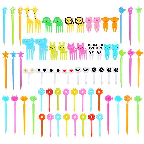 156PCS Animal Food Picks for Kids, FATLODA Fun Bento Picks for Picky Eater,  Cute Fruit Food Toothpicks, Lunch Bento Box Accessories for Toddler