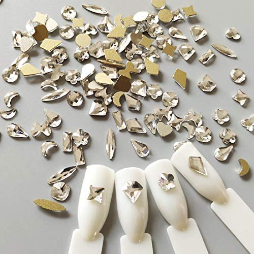 120 Pcs Multi-Shape Nail Rhinestones  Nails design with rhinestones,  Rhinestone nails, Gold gel nails