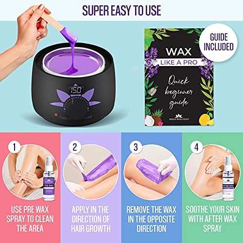 Tress Wellness Waxing Kit for Brazilian Wax - Easy to Use - For Sensitive  Skin - Digital Display, Black Purple Flower