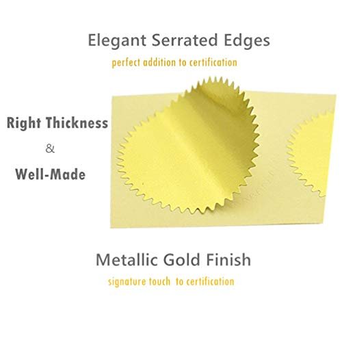 UNIQOOO 100pcs Gold Embossed Foil Blank Certificate Self-Adhesive Sealing Stickers - Perfect for Invitations, Certification, Graduation, Notary Seals