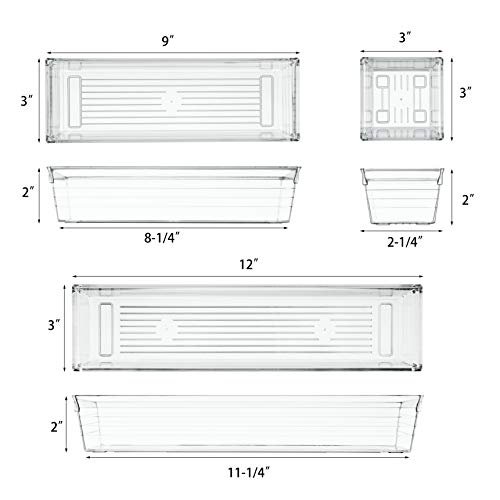 Backerysupply Clear Plastic Drawer Organizer Tray for Vanity Cabinet Set of 10,storage Tray