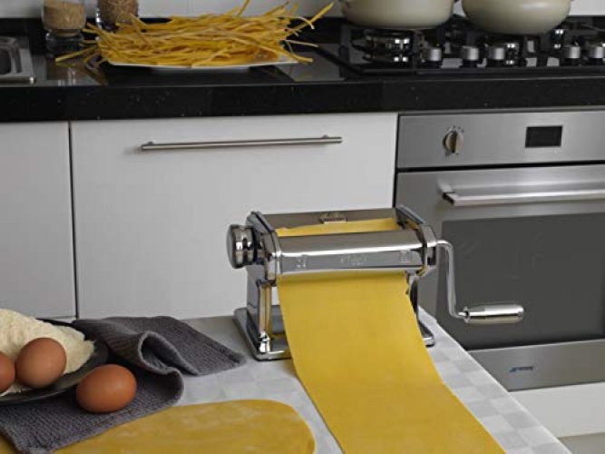MARCATO 8342 Atlas Pasta Dough Roller, Made in Italy, Includes  180-Millimeter Pasta Roller with Hand Crank and Instructions, Silver