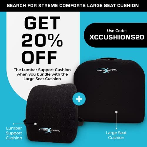 Everlasting Comfort Office Chair Seat Cushion and Lumbar Support Pillow  Combo, Gel Infused (Black)