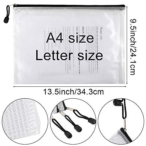 EOOUT 24pcs Mesh Zipper Pouch Bags, Plastic Zipper Bag for Organizing  13.5x9.5 Inches Letter Size, A4 Size, for Office Supplies