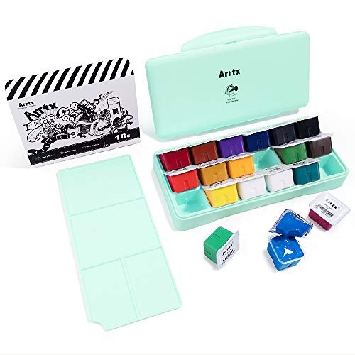  Arrtx Gouache Paint Set, 18 Colors x 30ml Unique Jelly Cup  Design, Portable Case with Palette for Artists, Students, Gouache Opaque  Watercolor Painting (Mint Green) : Arts, Crafts & Sewing