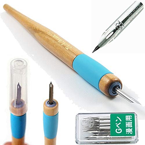 Tachikawa Comic Pen Nib Holder(T-40) + Zebra Comic G Model Chrome Pen 10  Nibs(PG-6C-C-K) 
