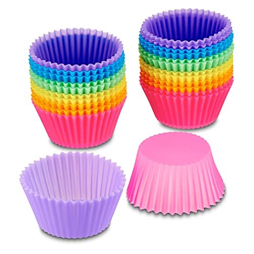 Silicone Cupcake Liners, 24 Count Cupcake Baking Cups,Purple, Size: Small