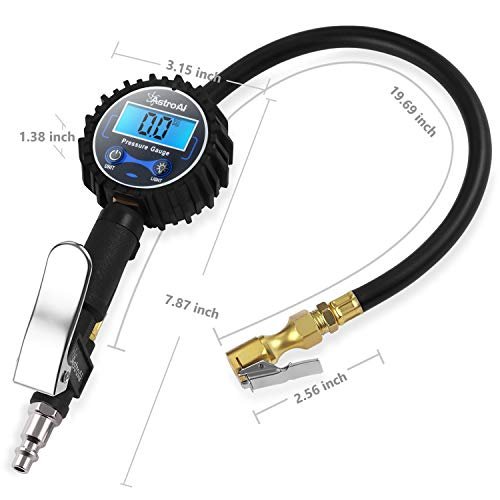 AstroAI Digital Tire Pressure Gauge with Inflator, 250 PSI Air Chuck &  Compressor Accessories Heavy Duty with Quick Connect Coupler, 0.1 Display