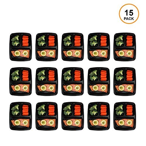 Freshware Meal Prep Containers [15 Pack] 1 Compartment Food Storage Containers with Lids, Bento Box, BPA Free, Stackable, Microwave/Dishwasher