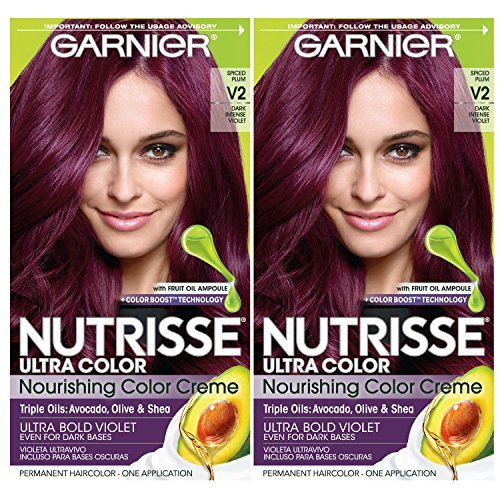 Garnier Nutrisse Ultra Color Nourishing Permanent Hair Color Cream, V2 Dark  Intense Violet (Pack of 2) Purple Hair Dye - Shop Imported Products from  USA to India Online - iBhejo