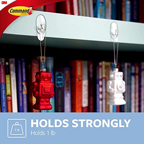 Command Small Wall Hooks, Damage Free Hanging Wall Hooks with Adhesive Strips, No Tools Wall Hooks for Hanging Decorations in Living Spaces, 6 Clear