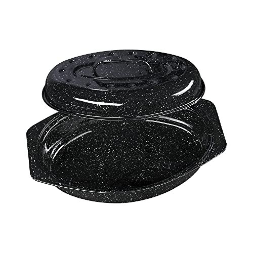 Granite Ware Covered Oval Roaster, Black, 13 x 8 x 5