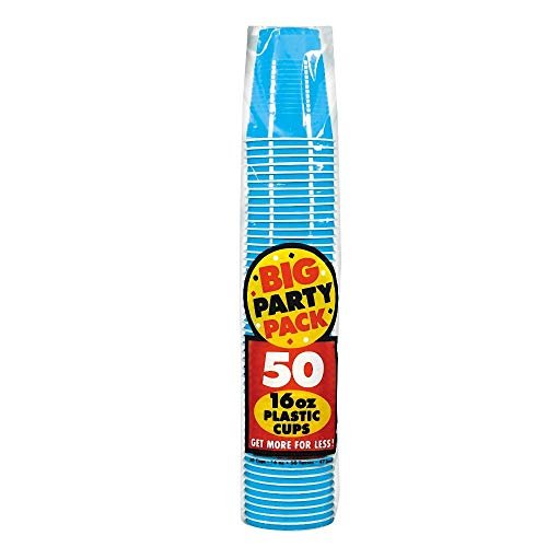 Caribbean Blue Big Party Pack 18oz Plastic Cups 50 Ct – Party Depot Store