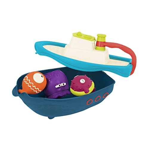 Bath Toys, 6 Packs Light up Boat Floating Rubber Set, Flashing
