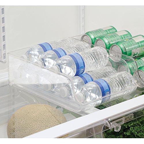 Set of 4 Refrigerator Organizer Bins Plastic Fridge Water Bottle Storage  Dispenser, Pop Soda Can and Drink Holder for Pantry Kitchen Cabinets and  Freezer, BPA Free, Clear 