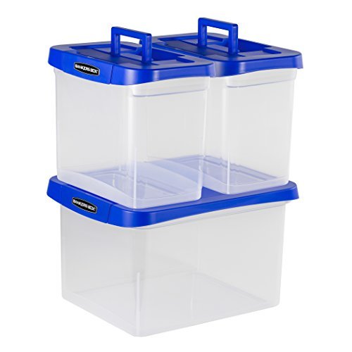 Plastic Storage Container 12 Gallon Keepbox File Box With Hinged Attached  Lid An