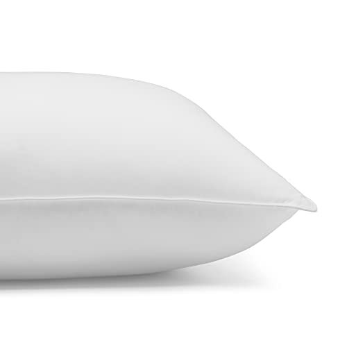 Basics Down Alternative Pillows, Soft Density For Stomach and Back  Sleepers, Standard, Pack of 2, White, 26 in L x 20 in W