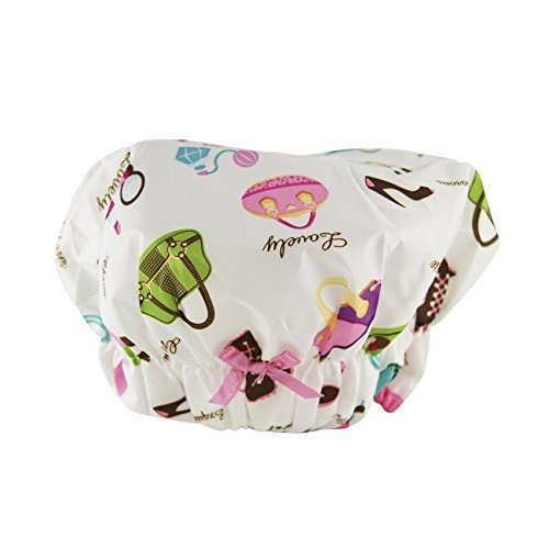 Reusable Shower Cap & Bath Cap, Lined, Oversized Waterproof Shower Caps  Large Designed for all Hair Lengths with Lining & Elastic Band Stretch Hem