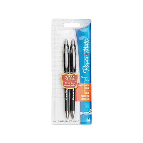 Paper Mate Flexgrip Elite Retractable Medium Tip Ballpoint Pens, 2 Black  Ink Pens (85558PP) - Imported Products from USA - iBhejo