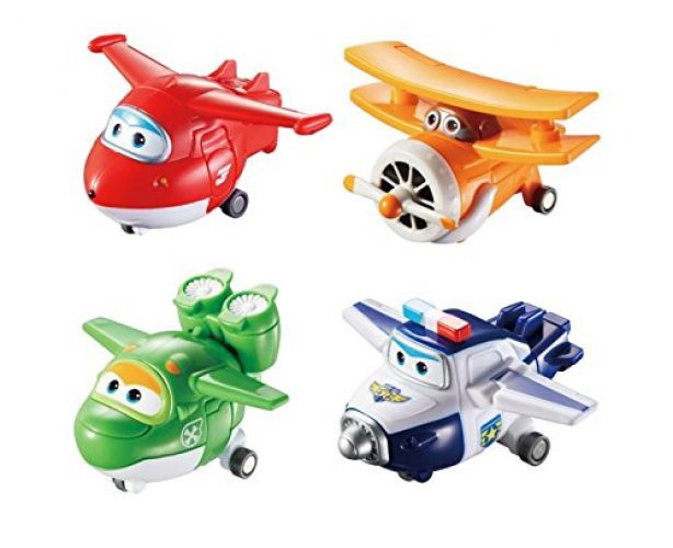 Super Wings 4-Pack Transforming Airplane Robot Toys, For Kids Aged 3+
