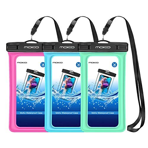 MoKo Floating Waterproof Phone Pouch Note 9/8 8/7/6s Plus Up to 6.5 S10 e Waterproof Cellphone Case Dry Bag with Armband Lanyard Compatible iPhone X/Xs/Xr/Xs Max Samsung Galaxy S10/S9/S8 Plus 