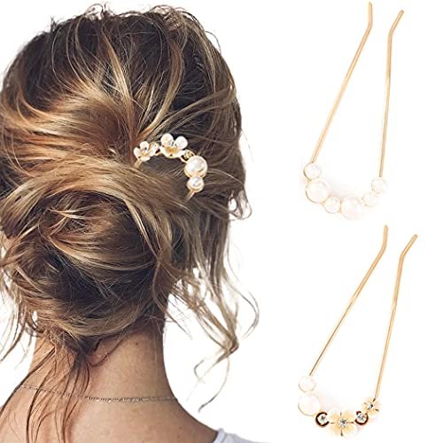 Brinie Pearl U Shape Hair Fork Gold Updo Hair Sticks Prong Bun Hair Pins  Clips Grips Hair Styling Tool for Women and Girls (Pack of 2) - Shop  Imported Products from USA