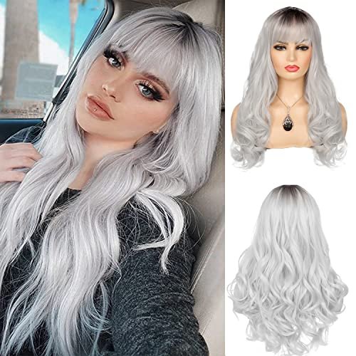 Long curly grey outlet wigs