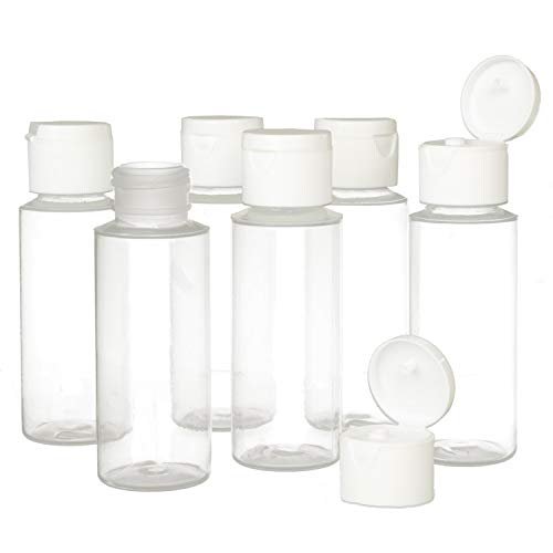 BPA-free 2oz Clear Plastic Empty Squeeze Bottles with Flip Cap Set of 6 By Chica and Jo TSA Travel Size 2 Ounce 