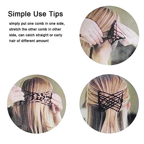 Women's Easy Magic Beads Double Hair Grip Clip Comb Stretchy