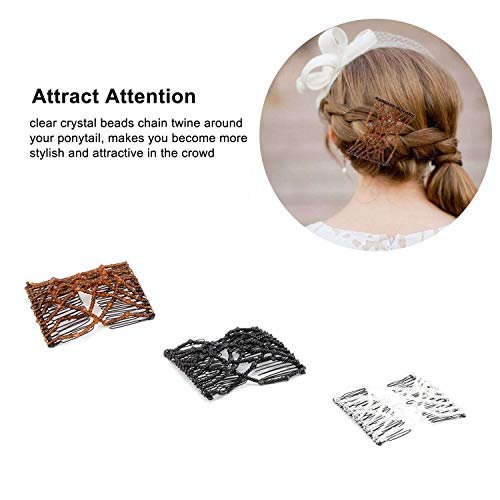 Women's Easy Magic Beads Double Hair Grip Clip Comb Stretchy