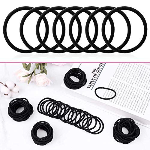 120 Pieces Black Hair Ties for Thick and Curly Hair Ponytail Holders Hair  Elastic Band for Women or Men(4mm)