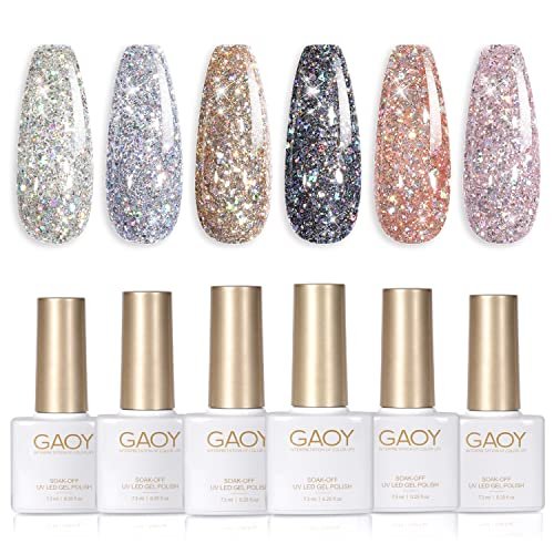 Modelones Glitter Gel Nail Polish Set 6 Colors, Summer Color Changing Blue  Cat Eye Magnetic Chameleon Reflective Black Temperature Chrome Manicure De  - Imported Products from USA - iBhejo