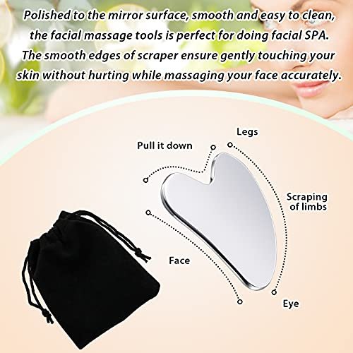 Nuanchu Stainless Steel Gua Sha Facial Tools For Face Metal Tighten Skin  Heart Massage Guasha Beauty Tool For Body Eyes Neck Massager With Travel  Pou - Imported Products from USA - iBhejo