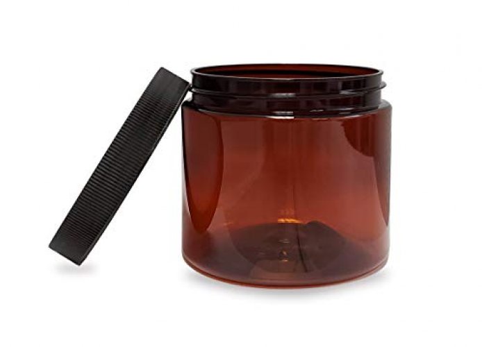 ljdeals 16 oz Amber Plastic Jars with Lids, Refillable Empty Round