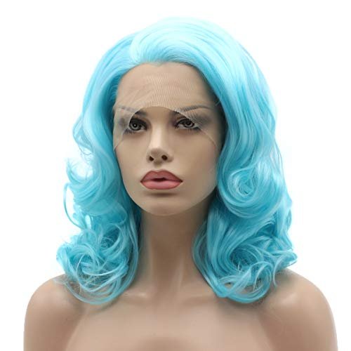 Lace Front Synthetic Wig Medium Length Blue Wig Heat Resistant Heavy  Density Stylish Wig - Imported Products from USA - iBhejo