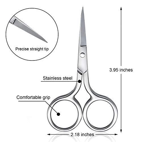 3 Pack Nose Hair Scissors Facial Hair Scissors Small Scissors Stainless  Steel Straight Tip Scissor for Eyebrows, Nose, Moustache, Beard (Silver) -  Shop Imported Products from USA to India Online - iBhejo