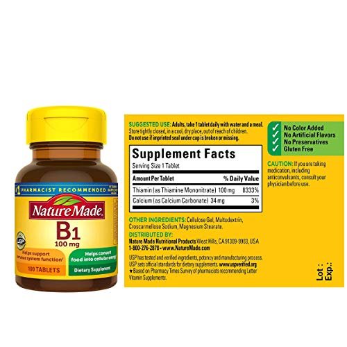 Nature Made B1 100 Mg 100 Count (5 Pack) - Imported Products From USA ...