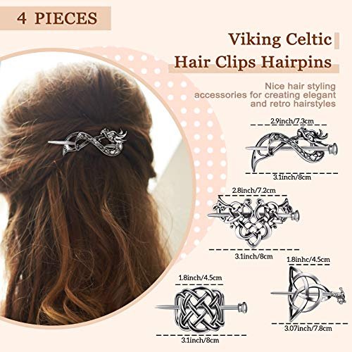 Viking Hair Jewelry, Viking Hairpins Jewelry, Large Celtics Knots Vintage  Style