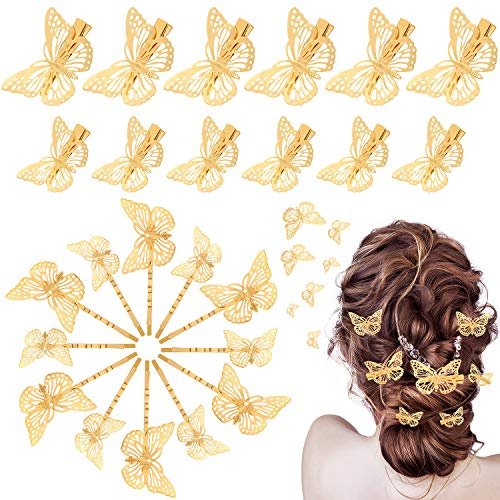 24 Pieces Butterfly Hair Clips Metal Butterfly Hair Clamps Metallic Hollow  Butterfly Hairpins Clips for Women Girls 2 Styles and 2 Sizes Black (Gold)  - Shop Imported Products from USA to India Online - iBhejo
