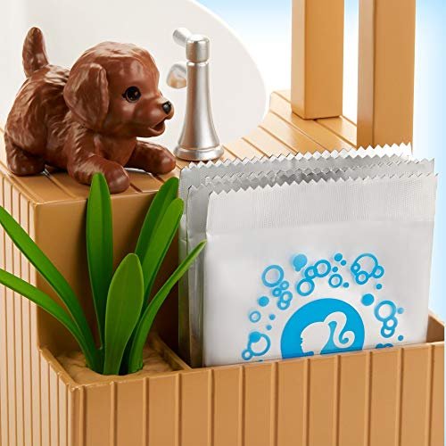 Barbie Fizzy Bath Doll & Playset, Blonde, with Tub, Fizzy Powder, Puppy