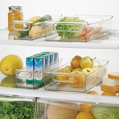 mDesign Plastic Kitchen Pantry Cabinet, Refrigerator or Freezer Food Storage Bins with