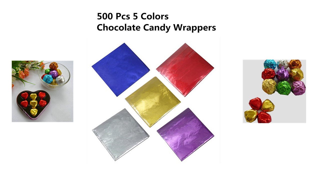 100pcs Square Sweets Candy Chocolate Lolly Paper Aluminum Foil Wrappers Gold