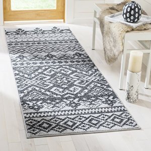 Safavieh Adirondack Collection Runner Rug - 2'6 X 6', Silver & Black,  Rustic Boho Design, Non-Shedding & Easy Care, Ideal For High Traffic Areas  In - Imported Products from USA - iBhejo